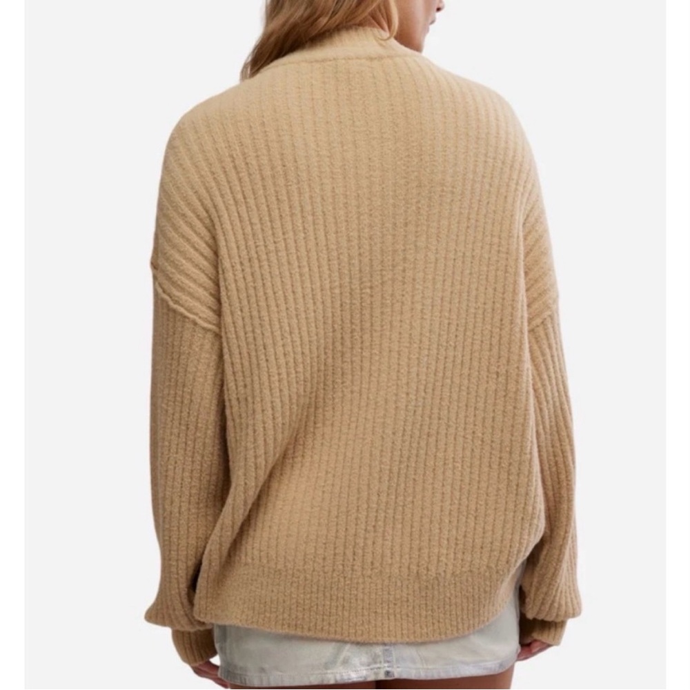 Free People Cream Ribbed Button Sweater - Picture 2 of 9